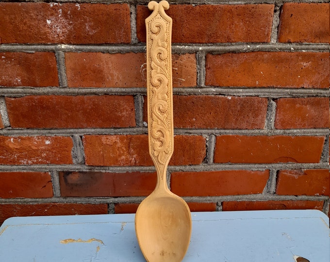 Beatiful wooden spoon, Rosemaling, Norwegian Folk-Art, Scandinavian design, Norwegian rose-paint, Wall hanging