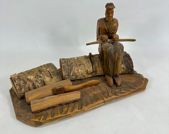Handcrafted Swedish Wooden Sculpture by Erik Rundquist - Exquisite Details and Intricate Carvings