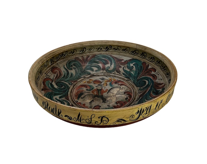 Stunning antique ale bowl with beautiful motif inside - Norwegian rose painted beer bowl