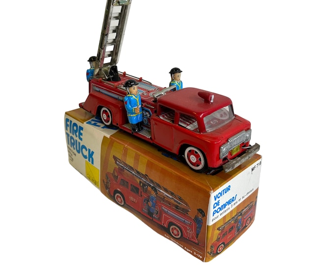 Tinplate toy from China - Vintage Tin plate Fire Truck - Rare toy Fire Truck - Collectible tinplate toy - China made gift toy