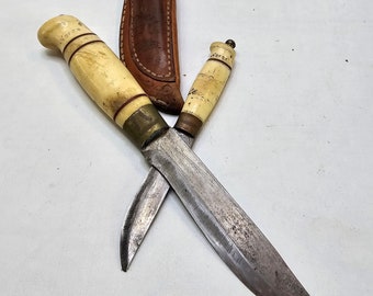 Norwegian hand made sami bone knife - national clothe knife - Double knife
