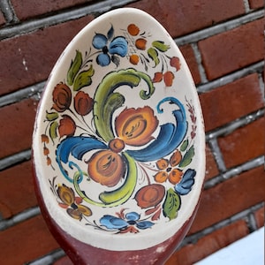 Charming vintage rose-painted large ladle, Norwegian folk art, Mid-Century, Perfect Christmas present,vintage folk-art rosemaling