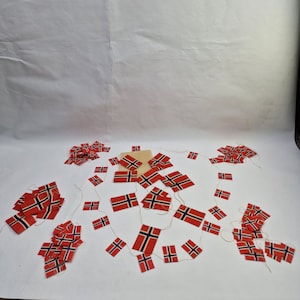 7 strings with Norwegian decorating flags,Norwegian national flag,Wedding decoration,Wedding gift,Norwegian folkart,Norwegian national day