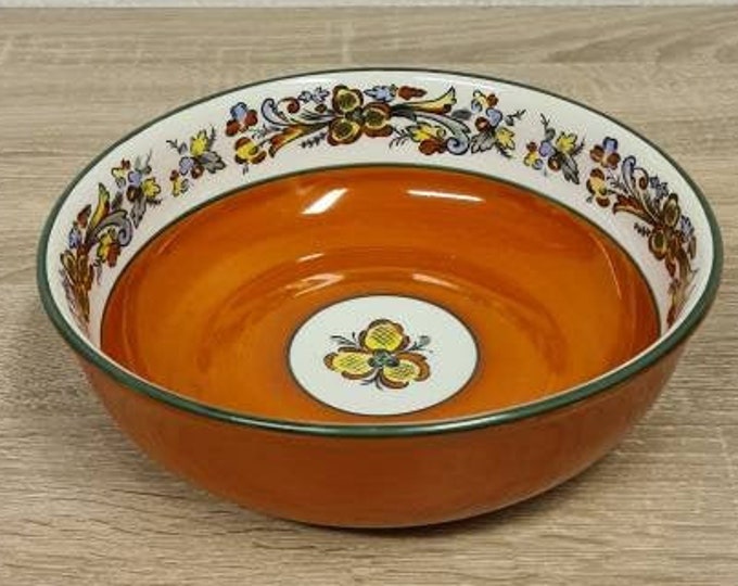 Vintage 1955 Norwegian Folk Art Ale Bowl - Hand Painted Porsgrund Porcelain with Rosemaling Design