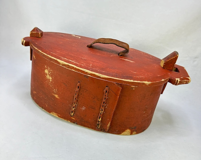 Scandinavian Folkart Inspired Antique Tine box with Rustic Patina - Rustic and Primitive Decor