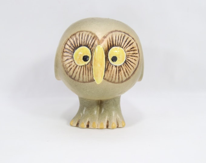 Lisa Larson Owl Figurine | Vintage Swedish Gustavsberg Stoneware Mini Owl | Scandinavian Ceramic Art Collectible 1990s