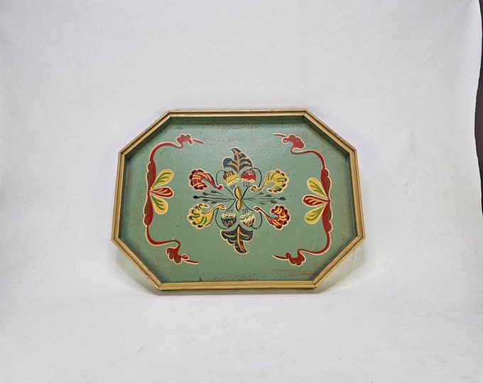 Hand carved serving tray from 1940s - Hand made wooden coffee tray - Coffee tray - Home decor - Rosemaling