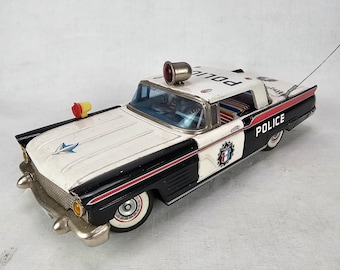 VINTAGE POLICE CAR POPCAR 完売品 1950s Vintage Tin Litho CRAGSTAN TOYS Red Police Car #78