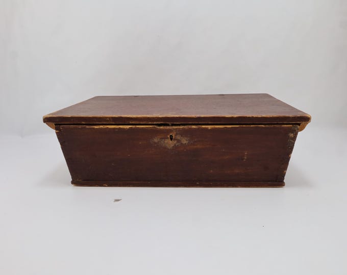 Antique Norwegian Red Painted Folk Art Chest Primitive Wooden Keepsake Box Late 1800s Rustic Scandinavian Decor
