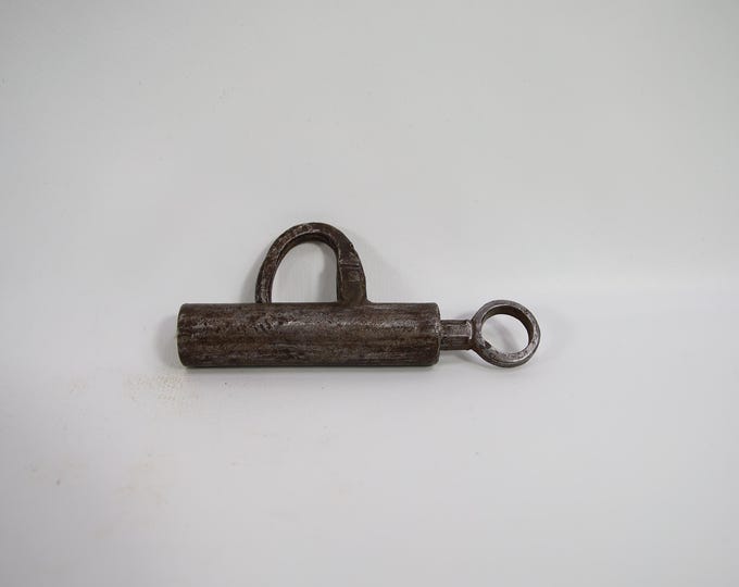 Antique 19th Century Norwegian Hand Forged Padlock with Functional Key