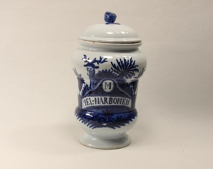 Stunning Hand-Painted Delft Blue Apothecary Jar with Lid | Vintage Dutch Pottery Vase | Collectible Gift