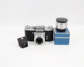 Vintage Praktica FX3 SLR Camera Bundle | 2 Lenses Meritar 50mm Primagon 35mm | Prism Finder Case M42 Mount Collectible