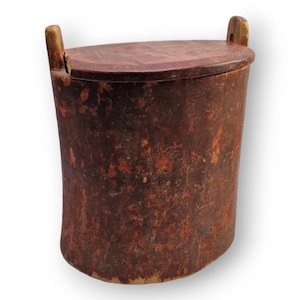 rustieke en primitieve tand met deksel, Noorse volkskunst, met de hand gesneden, Noors servies, folk-kunst, Scandinavisch decor, tafeldecor, plantenbak