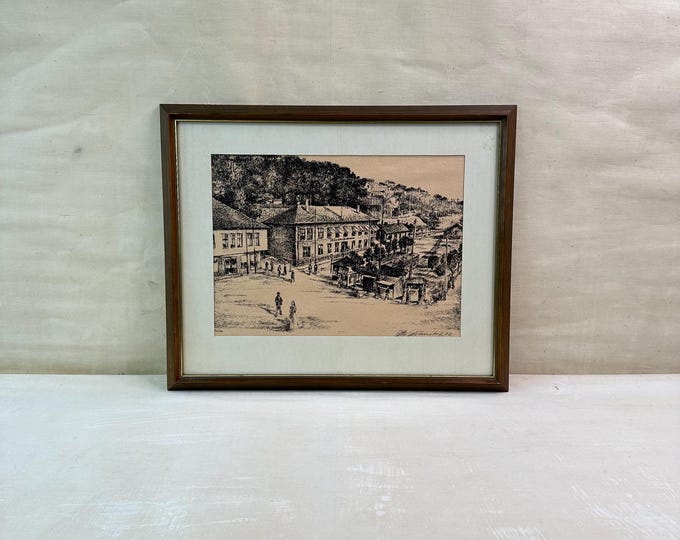 Collectible Lithograph by Otto Østenstad 1977 - City Center Motif - Limited Edition 24 of 100