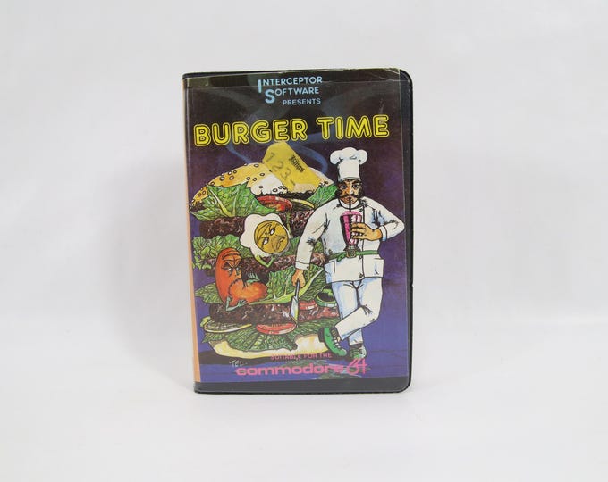 Burger Time C64 | 1984 Commodore 64 Cassette Game by Interceptor Micros | Tested Vintage Arcade Game | Retro Computer Collectible