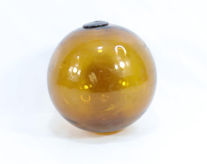 Norwegian Big Old Fishing Float 1920s | Maritime Treasure | Reddish Brown Glass Ball | Nautical Nostalgia | Collector's Item
