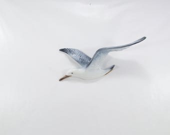 Porsgrund Porcelain Seagull Wall Sculpture - Outstretched Wings, Early 2000s