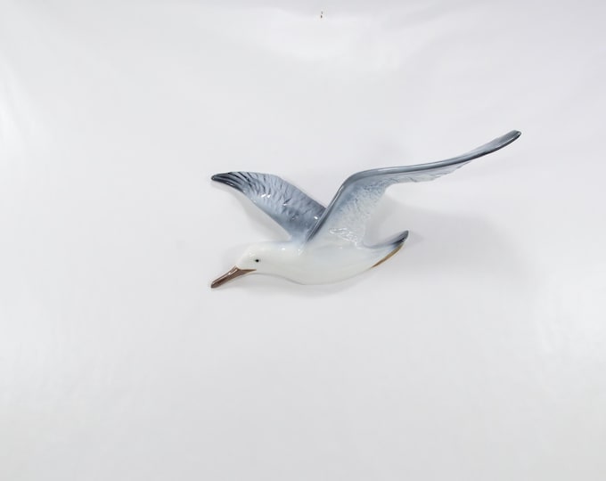 Porsgrund Porcelain Seagull Wall Sculpture - Outstretched Wings, Early 2000s