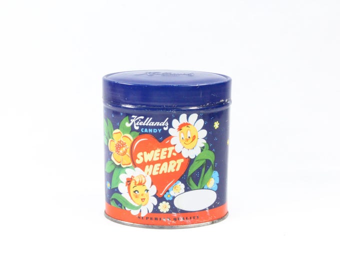Kiellands Candy "Sweetheart" Tin Box | 1940 Vintage Collectible | Nordic Charm | Floral Design | Retro Gift