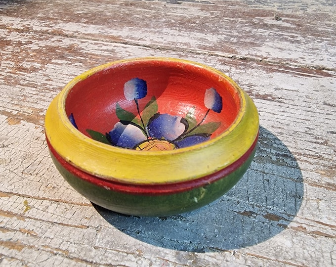 Rare 1900s Fantastic OS Rosemaling Ale Bowl - Norwegian Folk Art Antiques Decor - Norwegian folkart folklore