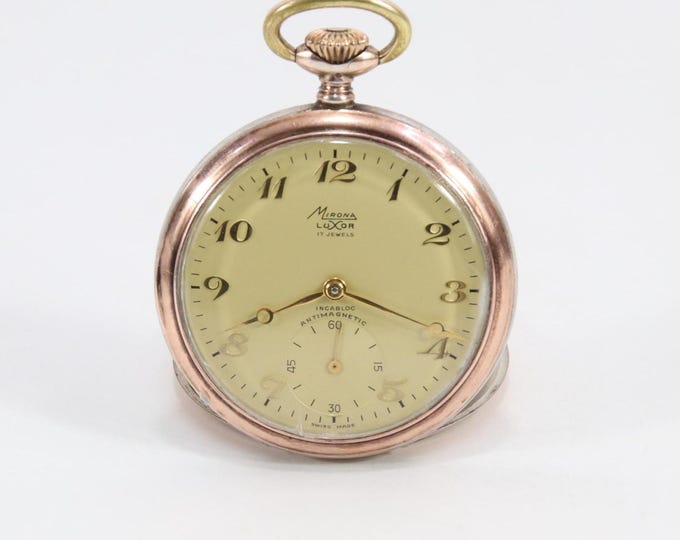 Swiss Mirona Luxor Pocket Watch | 0.800 Silver | 17 Jewels Incabloc | Vintage 1940s–50s Antimagnetic | Working Estate Timepiece