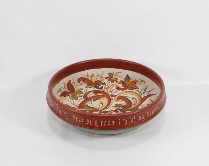 Rose painted Wooden Table Bowl - Vintage rose painted Bowl - Rosemalt Norwegian Table Decor
