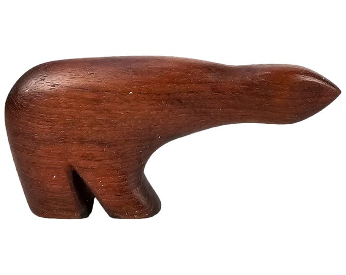 Vintage Norwegian Hand Carved Teak Polar Bear - Collectible 1950s-60s Design Figure
