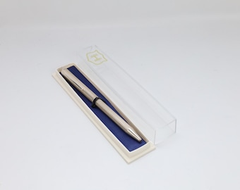 Vintage 835 Silver Ballpoint Pen Guilloche Pattern European Mid Century Writing Instrument With Original Case - Gustav Huber