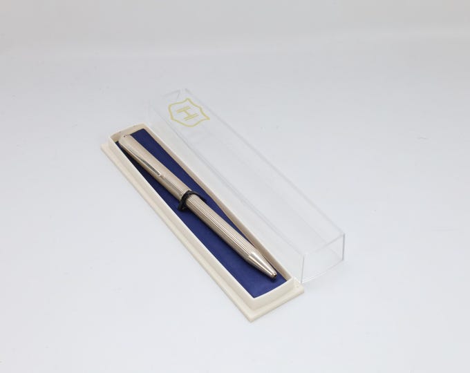 Vintage 835 Silver Ballpoint Pen Guilloche Pattern European Mid Century Writing Instrument With Original Case - Gustav Huber