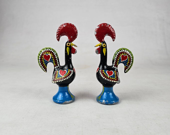 Vintage Handmade Diecast Portugal Folkart Rooster - Symbol of Good Luck and Legend - Unique Home Decor