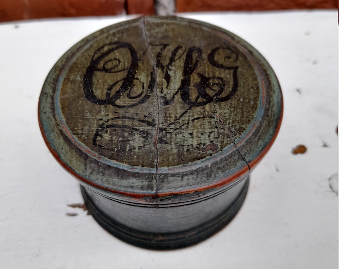 Fantastic antique little Tine Box,  rustic and primitive farm antique, Norwegian Folk-Art, Blue antiques, trinket box, rare