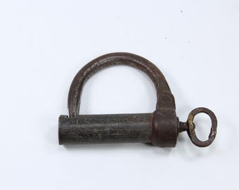 アンティーク真鍮製錠前と鍵 • 1900年代初頭 • 希少な鉄製ヴィンテージ