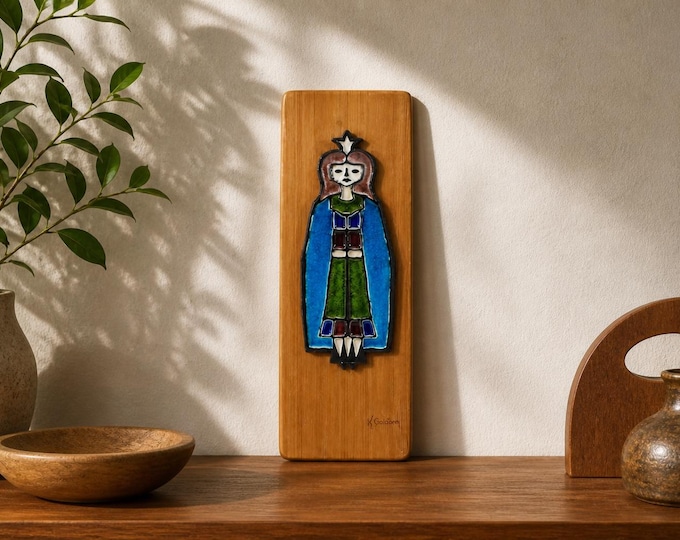 Konrad Galaaen Porsgrund Porselen Ceramic Relief | Mid Century Modern Wall Art Norway | Scandinavian Pottery Wood Plaque | 1970s Home Decor