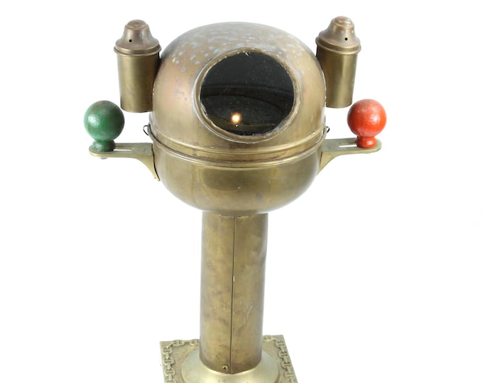 Vintage Brass Binnacle Compass – 1950s Maritime Ship Model – Rare Nautical Home Decor – Collectors Piece