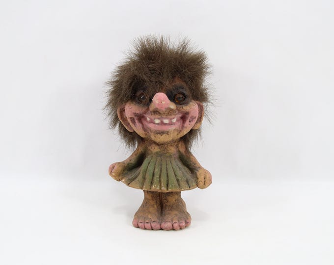 NyForm Troll Model 115 | Little Troll Girl Figurine | Handmade Norwegian Latex Folk Art 1980s