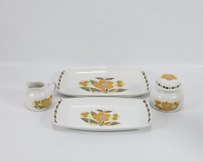 Vintage Stavanger Flint Norway Sugar and Cream Set, Mid-Century Scandinavian Tableware, Collector's Item