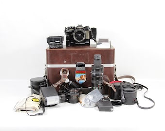 Chinon CE-4 35mm SLR Camera Bundle with Lenses & Filters – Perfect Gift for Photography Lovers
