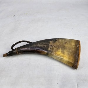 Vintage Norwegian Antiques: Handmade Gunpowder Horn from 1859 - Unique Folk Art Decor