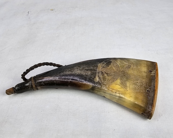Vintage Norwegian Antiques: Handmade Gunpowder Horn from 1859 - Unique Folk Art Decor
