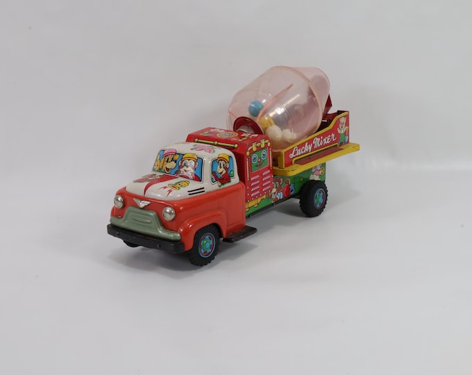 Rare Vintage Tinplate Cement Truck Toy from Japan - Collectible Tinplate Toy