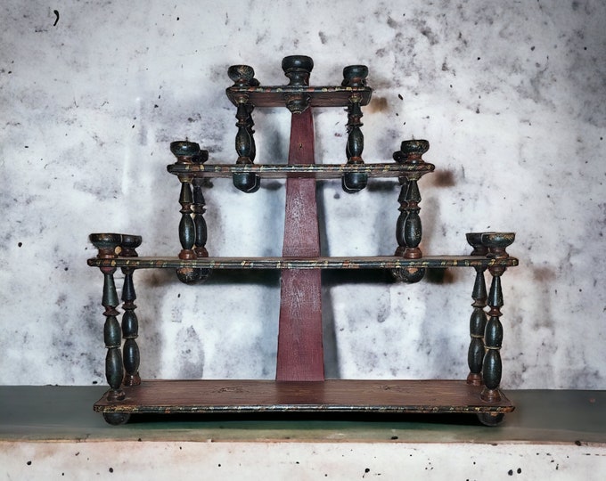 Beautiful antique  1800s painted wall  shelf - Antique Interior decor - rustic and primitive - Rustic farm furnitures - Farm decor