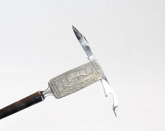 Norwegian Pocket Knife with letter knife 1970s | Viking ship Motif | Pewter Pocket Knife | Original Box | Nordic Gift | Collector's Piece