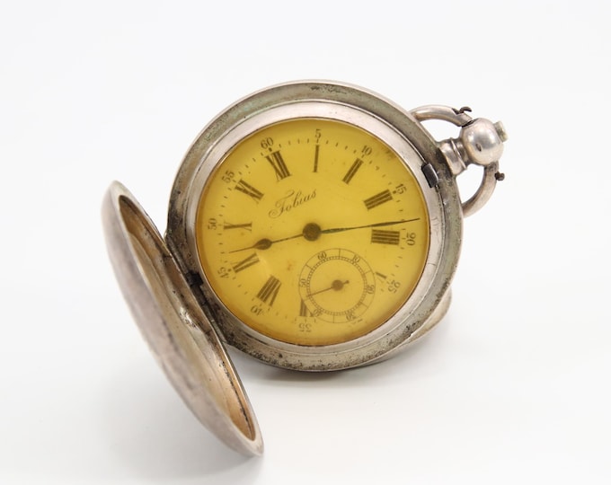 Antique Tobias Pocket Watch – 0.875 Silver Case, Key Wind 15 Jewels Lever Movement with Roman Dial – Early 1900s Collectible