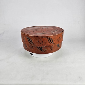 Rustic Scandinavian Antique Tine Box - Folk Art Inspired Norwegian Rosemaling Decor - Viksdal tine keepsake box