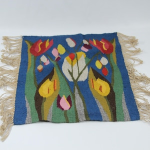 Vintage Scandinavian Tapestry | Norwegian Hand Loomed | Nordic Fiber Art Textile | Woven Wall Art | Weaving Wall Hanging