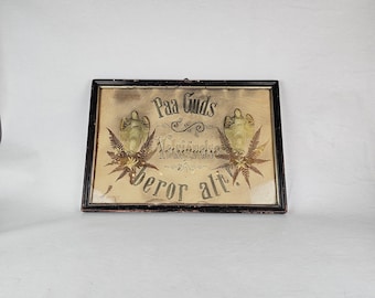 Antique 1800s samplar - Norwegian hand sewn wall art - Rare samplar framed - Blessing picture