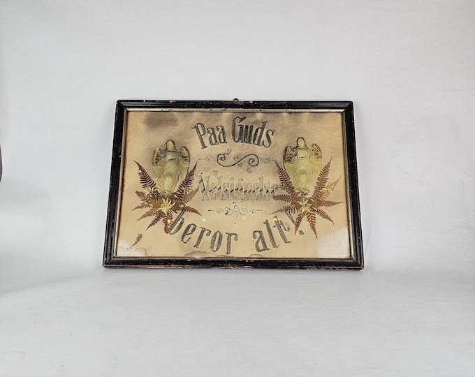 Antique 1800s samplar - Norwegian hand sewn wall art - Rare samplar framed - Blessing picture