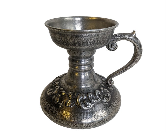 Norwegian Pewter Candle Holder|Vintage Candle Holder|1960s Decor|Rose Pattern Pewter|Måstad Candle Holder