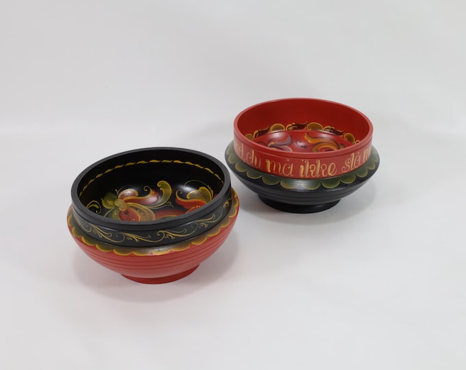 Norwegian Rose Painted Bowls | Berit Setalid Wooden Bowls | Hand-Painted Art | Decorative Bowls | Heritage Craft