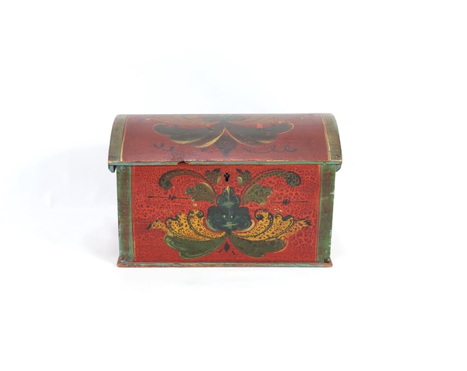 Norwegian Jewelry Box 1910s | Rose Painted Chest from Telemark | Antique Keepsake Box | Folk Art Collectible